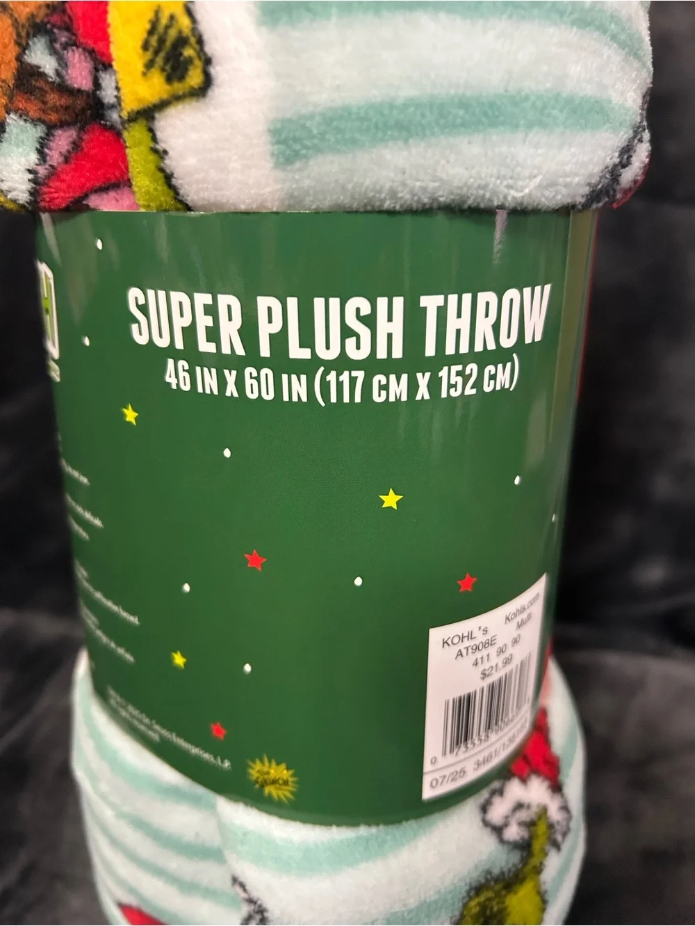 Grinch Print Super Plush Throw 46x60